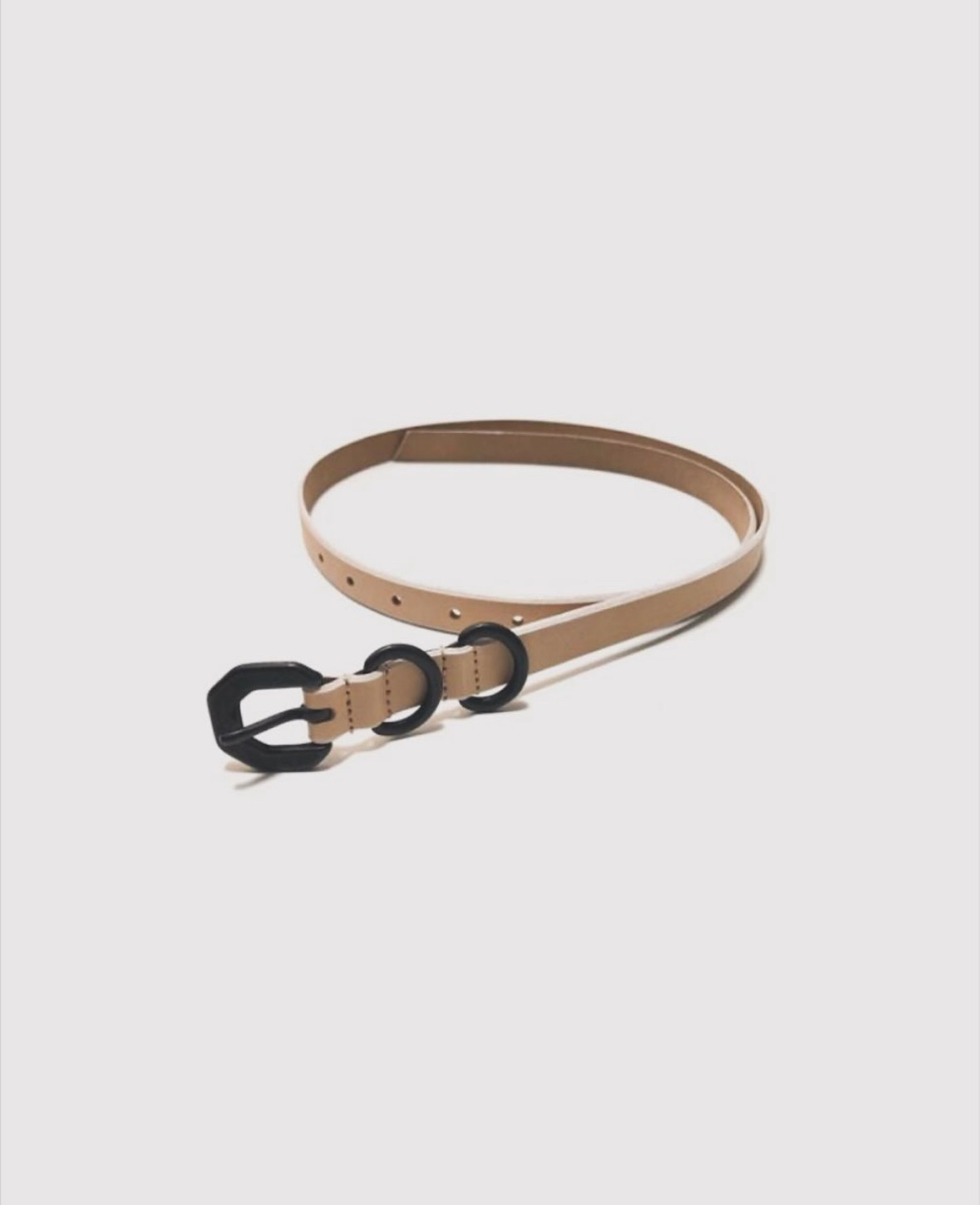 春夏新款双环扣窄款牛皮腰带