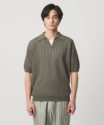 春夏新款店铺限定人字纹针织T恤