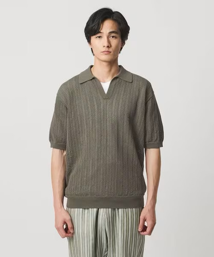 春夏新款店铺限定人字纹针织T恤