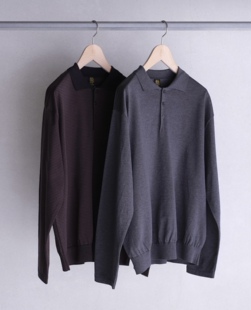 【代购】BATONER 26aw Blousing polo 垂坠轻薄棉polo领长袖T恤
