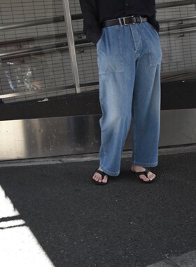 【代购】MAATEEANDSONS 26ss Deck pant 水洗做旧复古甲板牛仔裤