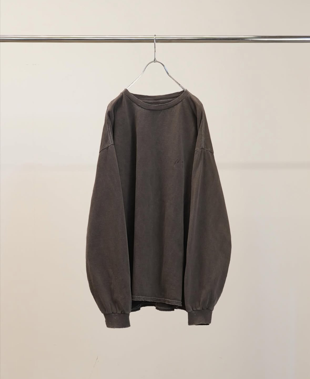 春夏新款定番染色做旧长袖T恤