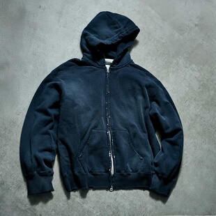 【代购】ANCELLM 26aw Barneys限定Sweat zip hoodie水洗破坏帽衫