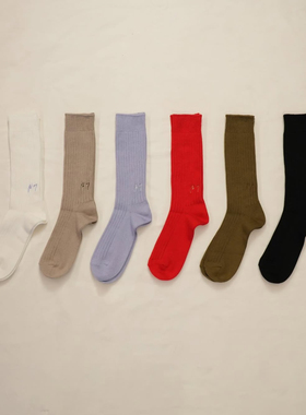 【代购】ANCELLM 26ss Loose socks 定番Logo刺绣混纺针织罗纹袜