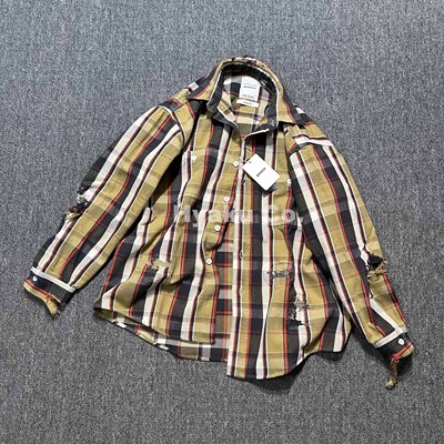 破坏做旧格纹法兰绒衬衫BOWWOW