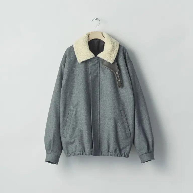 秋冬新款皮毛领羊毛羊绒棉服夹克