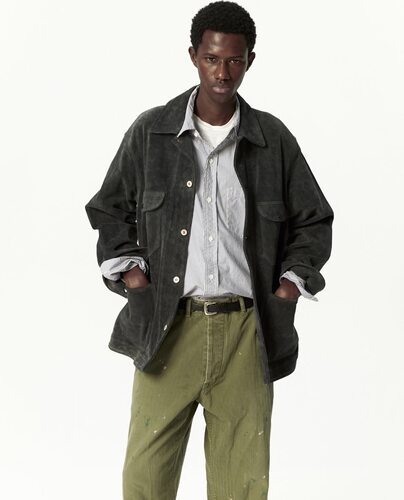 春夏新款定番人字纹做旧工装裤