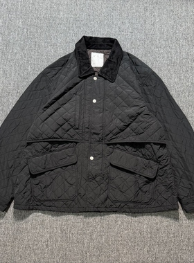 【现货】ANCELLM 26ss Quilting jacket 麂皮领绗缝薄款棉服夹克
