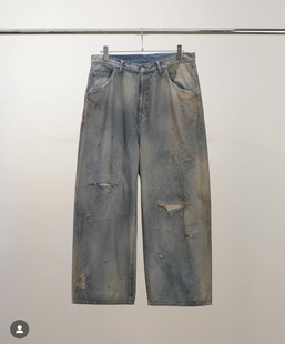 【代购】ANCELLM 25aw #04 Aging01 水洗染色破坏做旧宽松牛仔裤
