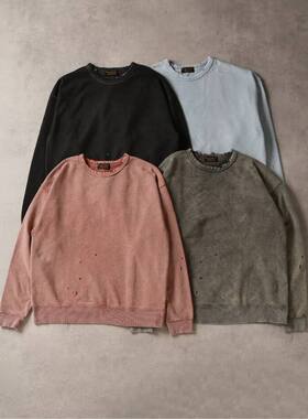 【代购】JS HOMESTEAD 26ss 裏毛damage sweat 复古破坏做旧卫衣