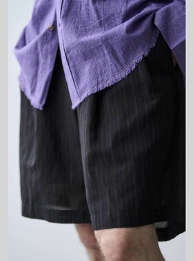 【代购】MAATEEANDSONS 26ss Short trousers 强捻人造丝亚麻短裤