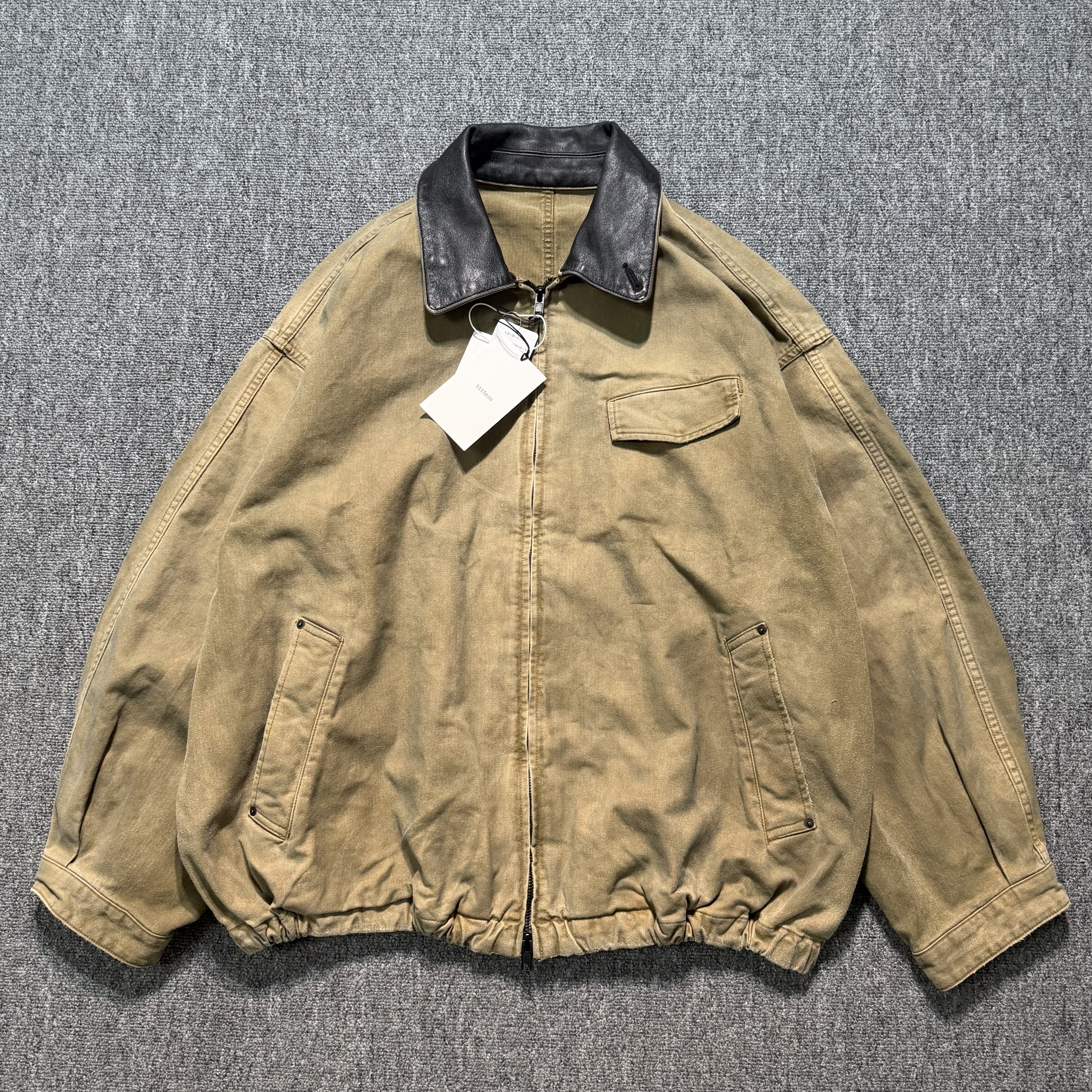 【现货】SSSTEIN 25aw Vintage zip jacket 硫化染色皮领工装夹克
