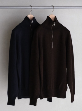 【代购】BATONER 25aw Kurumi tenjiku halfzip 仔羊驼毛针织衫