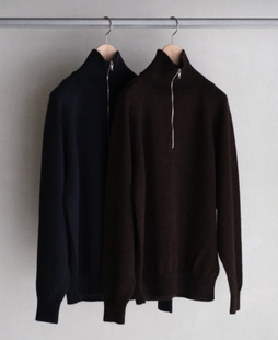 【代购】BATONER 25aw Kurumi tenjiku halfzip 仔羊驼毛针织衫
