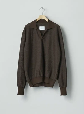 【代购】SSSTEIN 26ss Knit skipper ls棉尼混纺船长领长袖针织衫