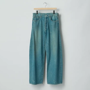 26ss SSSTEIN 代购 水洗做旧弯刀宽松牛仔裤 denim jeans Wide