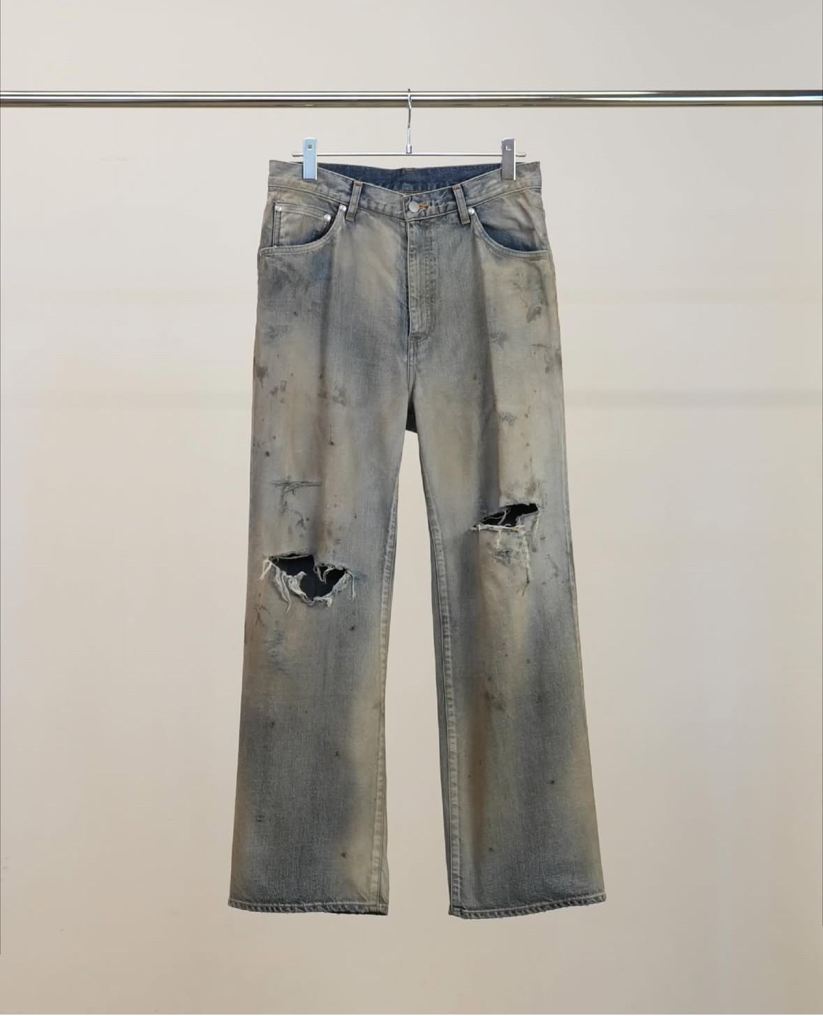 【代购】ANCELLM 26ss Crash 5P denim pants 直筒中宽破坏牛仔裤,男装,休闲裤,淘宝优惠券,粉丝福利购,淘宝优惠卷