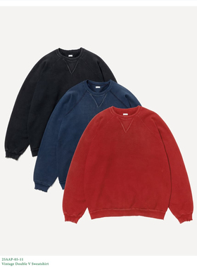 【代购】APRESSE 25aw Double V sweatshirt 复古水洗做旧卫衣