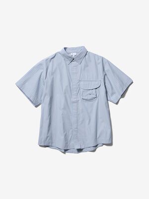 春夏新款3M反光竖条纹短袖衬衫