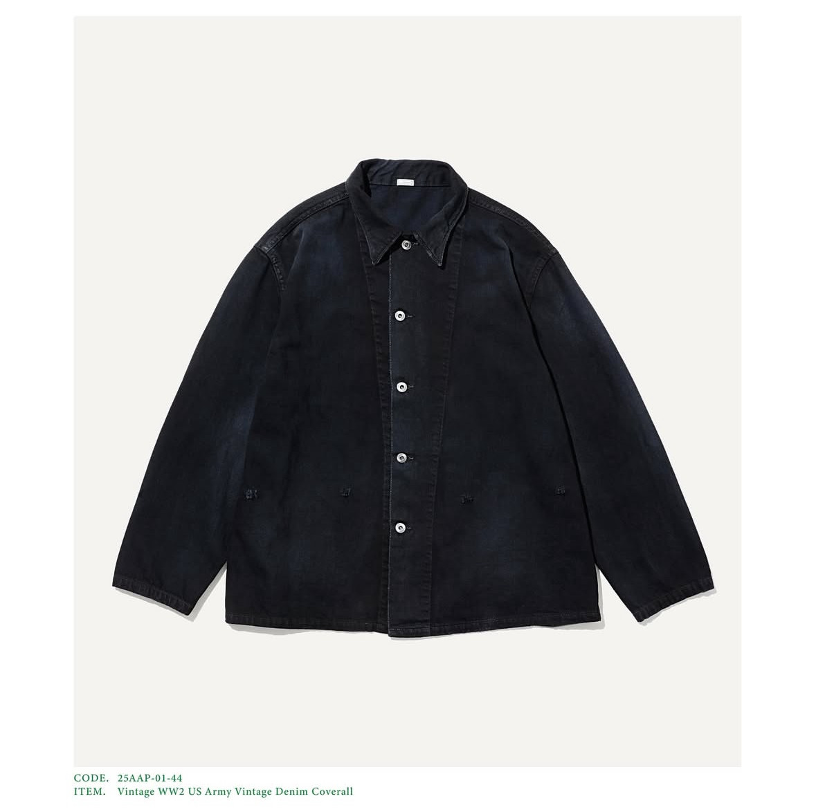【代购】APRESSE 25aw WW2 Vintage denim coverall 水洗牛仔夹克