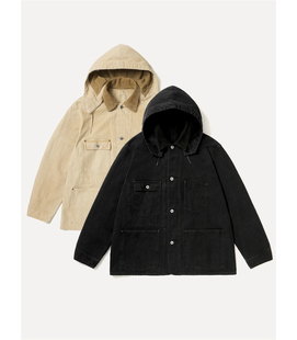 【代购】APRESSE 26ss Coverall jacket真丝汉麻复古做旧连帽大衣