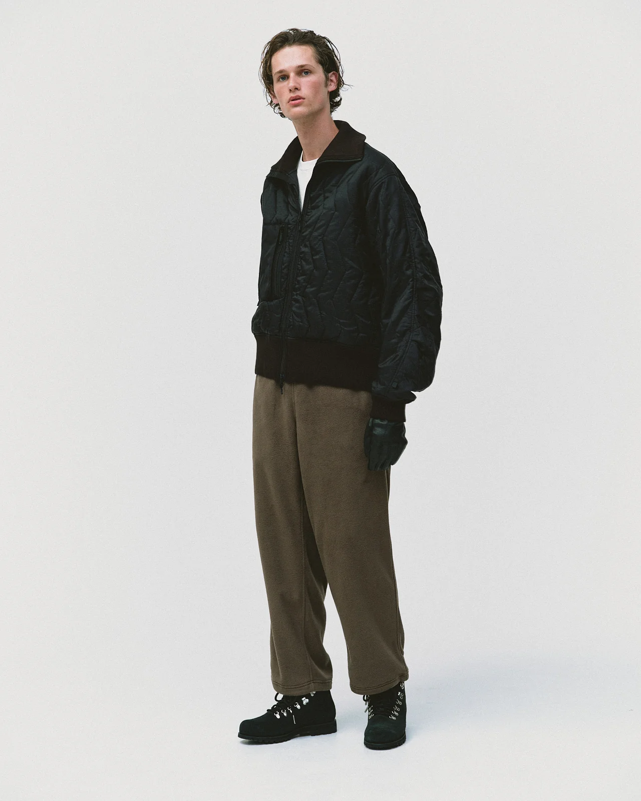 秋冬新款衍缝高领棉服工装夹克