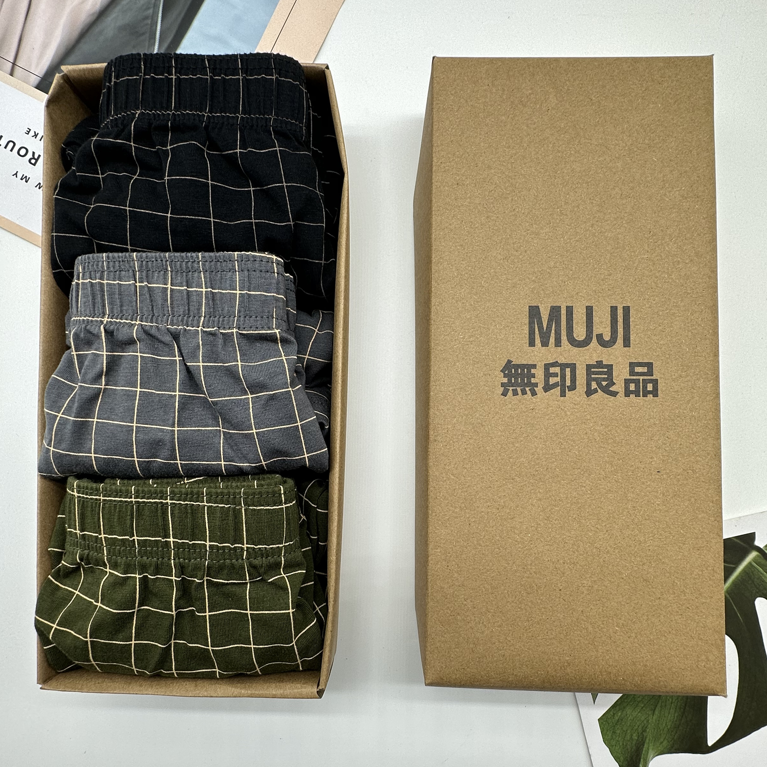 无印良品男士内裤阿罗裤纯棉透气抗菌宽松中腰四角大码男款平角裤