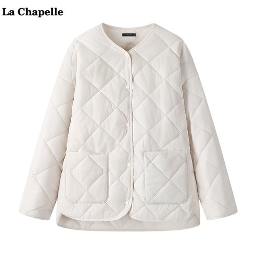 拉夏贝尔/La Chapelle空气棉服休闲夹克女秋冬新款时尚菱形外套