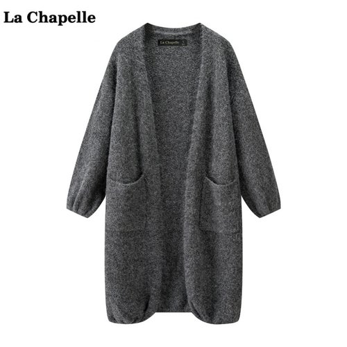 拉夏贝尔/La Chapelle高级感针织开衫女秋冬慵懒风中长款毛衣外套