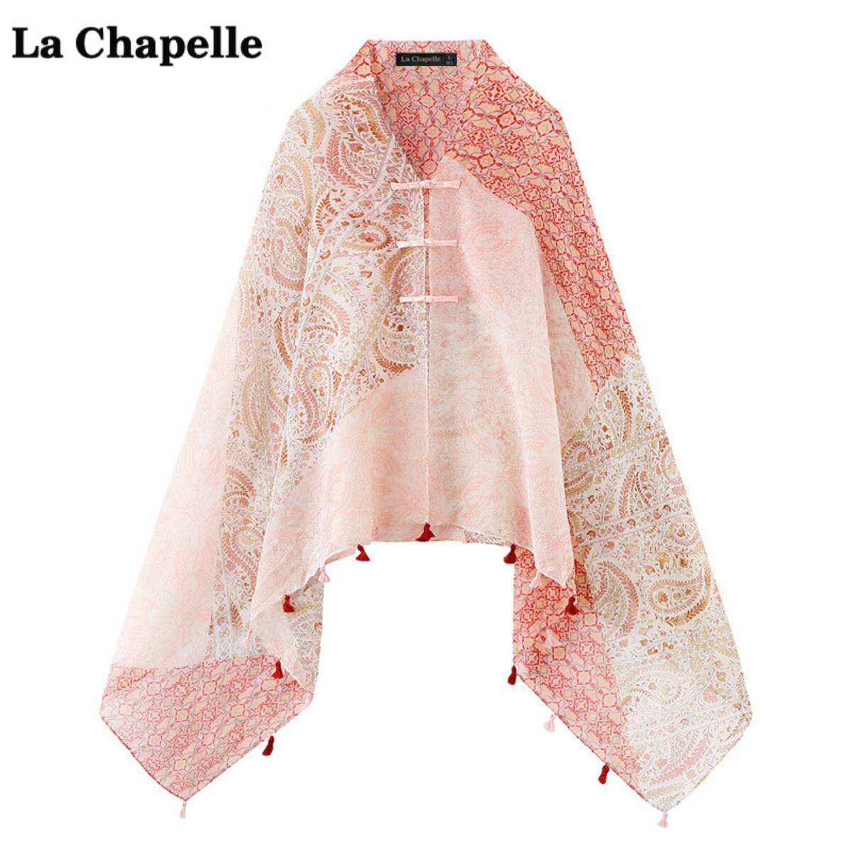 拉夏贝尔/La Chapelle民族风棉麻流苏披肩女夏季旅游防晒沙滩披巾