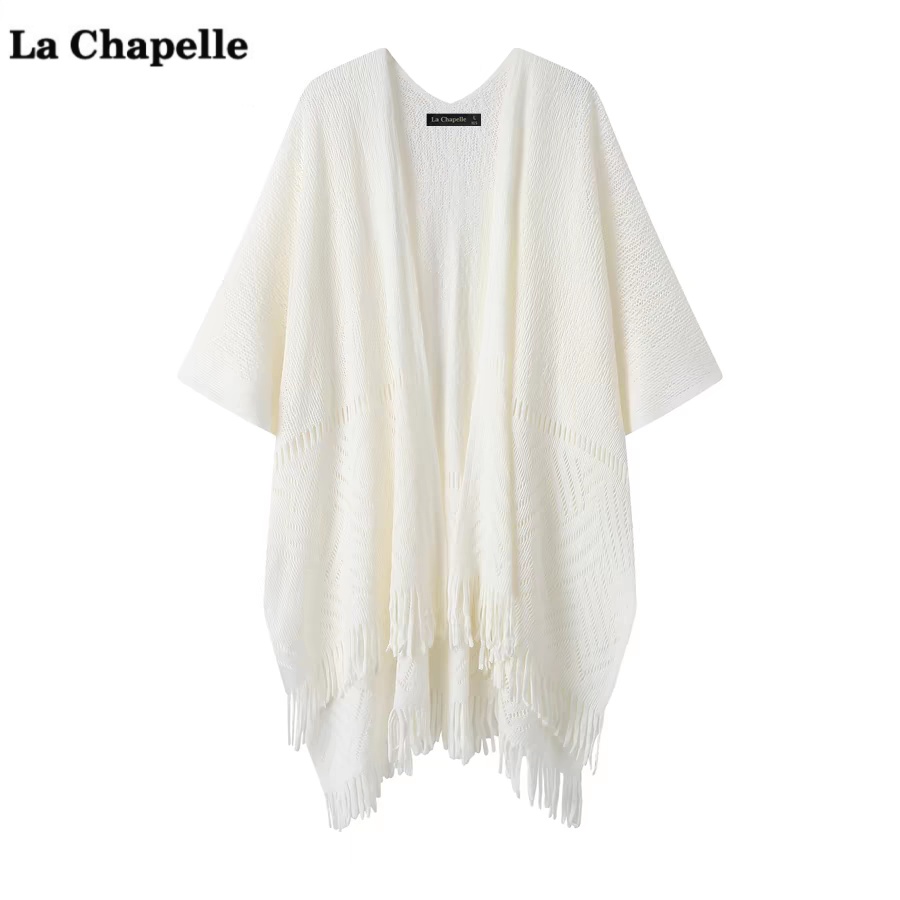拉夏贝尔/La Chapelle夏季薄款镂空流苏披肩夏季外搭旗袍开衫斗篷