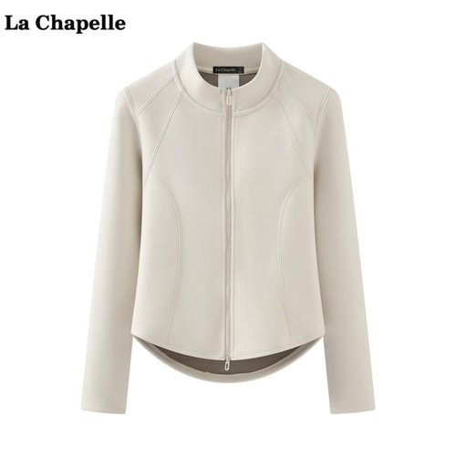 拉夏贝尔/La Chapelle立领运动外套女秋新款时尚修身显瘦卫衣外套