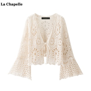 拉夏贝尔/La Chapelle法式缕空针织开衫女春夏新款度假风外搭上衣