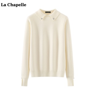 女春季 Chapelle温柔风翻领套头针织衫 气质显瘦毛衣 拉夏贝尔