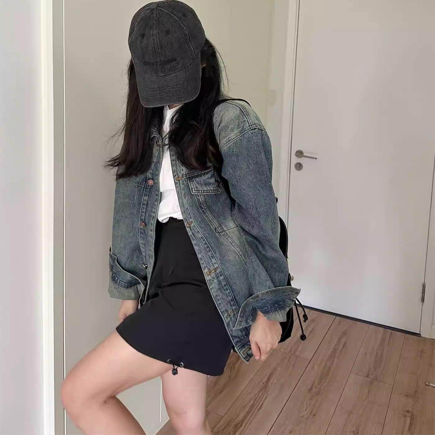2024春秋新款牛仔外套女长袖 oversize韩版宽松vintage夹克衫bf潮