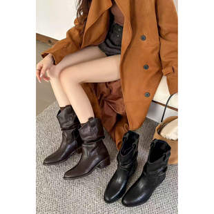 显瘦粗跟尖头靴子188 2025新款 10.24 NO退NO换