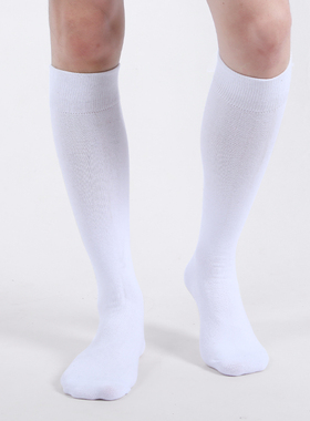 纯棉防臭小腿袜子男夏季薄款秋冬加厚毛圈保暖高筒白色长筒到膝盖