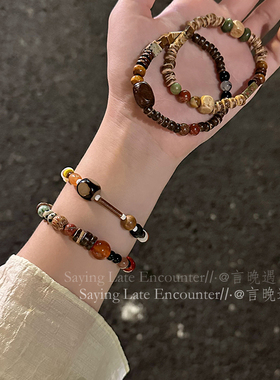 巨好看~天然石串珠手链女款复古小众叠戴手串高颜值学生党手饰品