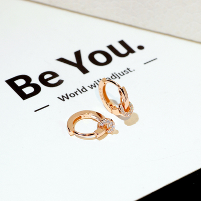 耳环高级感轻奢925纯银耳钉养耳洞女玫瑰金耳饰气质大气圈圈耳扣