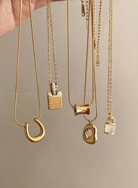 金色钛钢不掉色卫衣毛衣链女轻奢小众高级感气质长款吊坠项链配饰