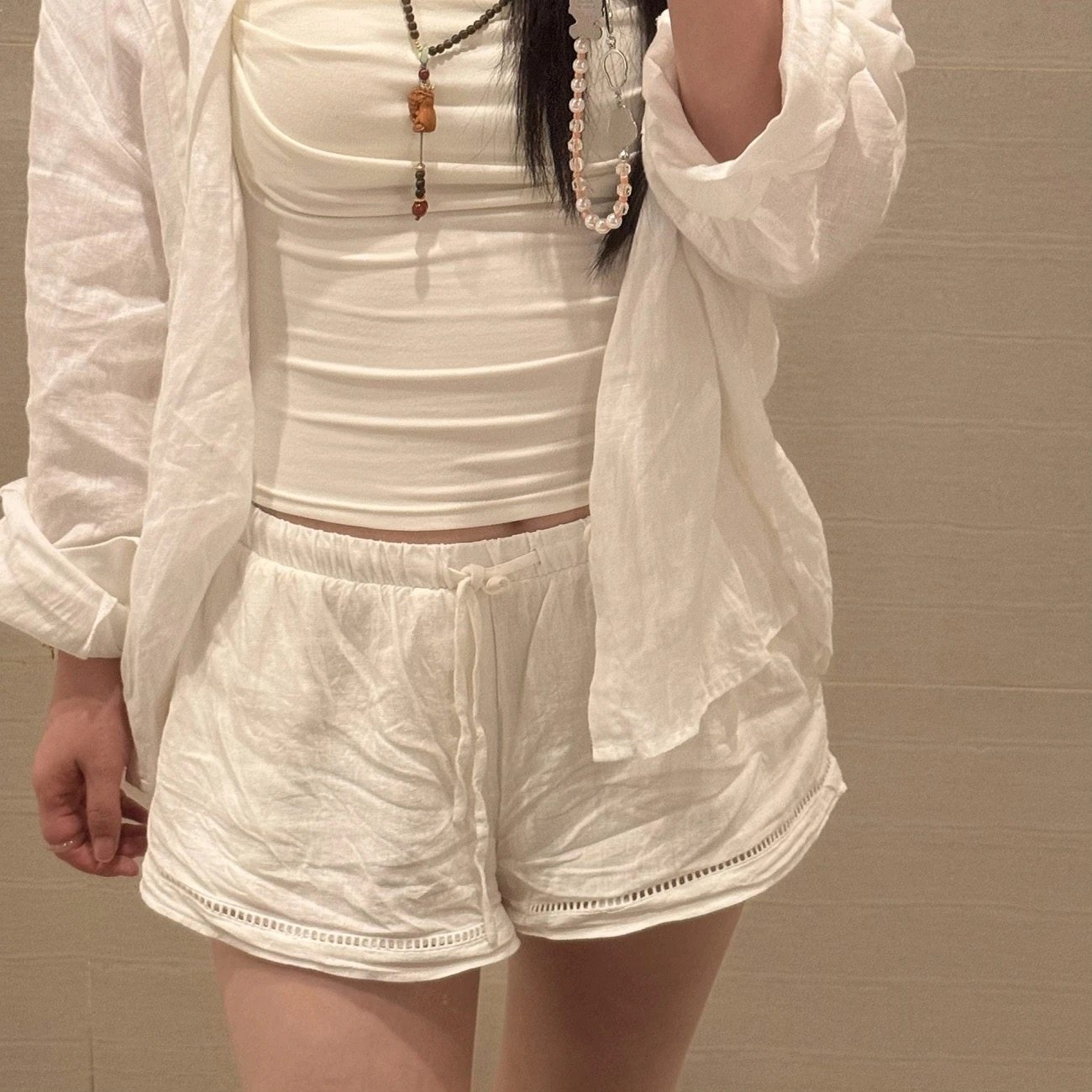 性感透气欧美新款亚麻短裤女夏季薄款外穿宽松显瘦阔腿五分