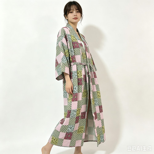 日本外贸原单春秋新款连衣裙时尚潮和服睡衣，衣服长140公分左右