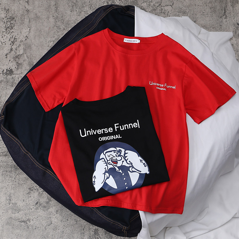 韩版卡通大力水手短袖T恤男春夏季新款青少年加大码宽松纯棉半袖在类目 男装, T恤中 - 来自Buy2taobao.com提供专业的淘宝代购服务