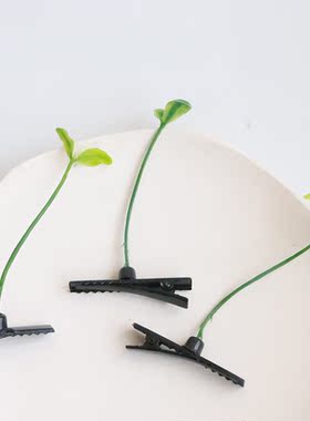 创意清新绿色小豆芽发夹儿童搞怪小草鸭嘴夹立体发卡不伤发头饰女