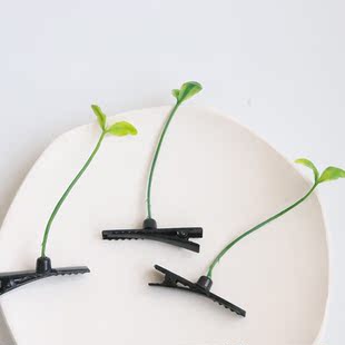 创意清新绿色小豆芽发夹儿童搞怪小草鸭嘴夹立体发卡不伤发头饰女