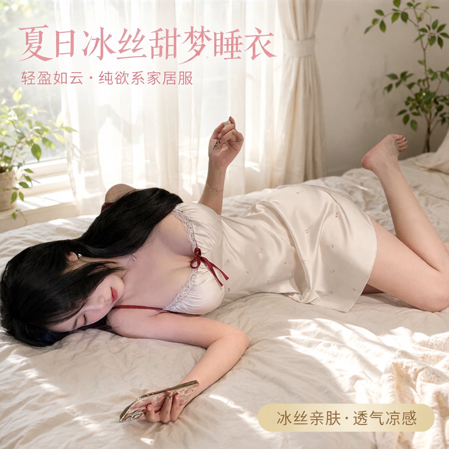 超纯欲吊带胸垫甜梦夏季带白日