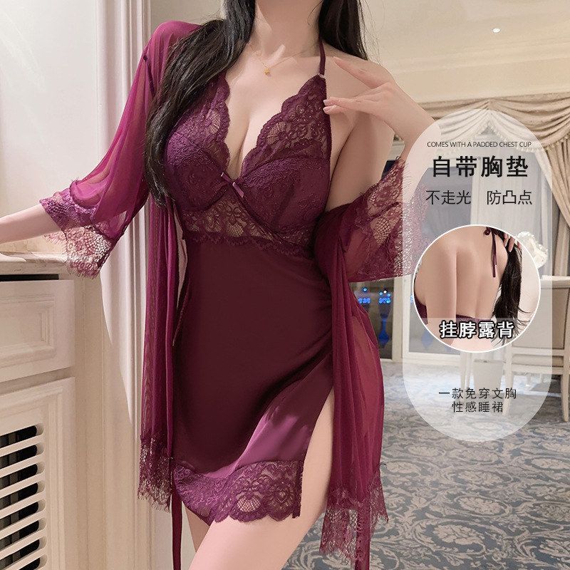 纯欲风冰丝御姐蕾丝情侣套装QQNY