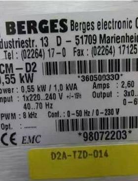 议价BERGES [ D-51709 [ACM-D20,55 K