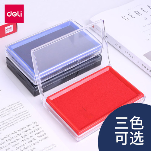 得力长方形公司速快干红黑印台