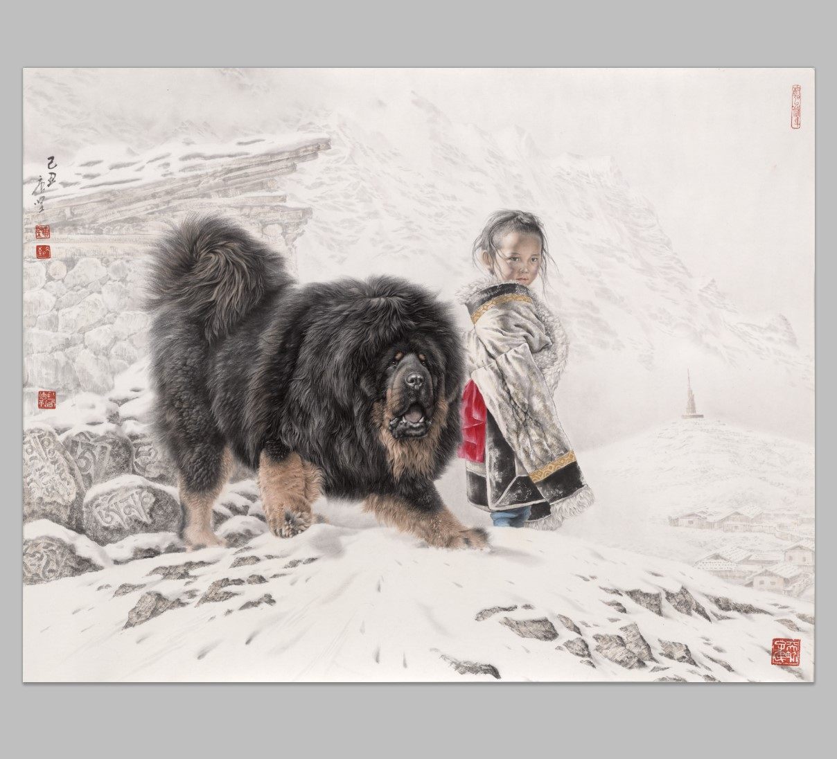 唐坚雪域岁月15 藏獒 国画 画心装饰画 名人字画宣纸高清微喷画芯